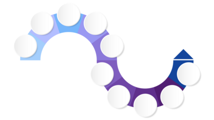 Blue tone circle infographic with 10 steps, process or options.