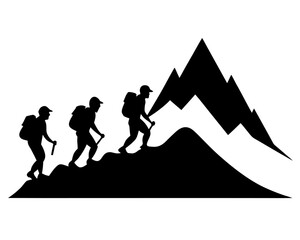 Mountain Hiking black silhouette vector ,Mountain icon