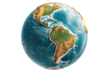 Detailed 3D Model of Earth Showing Continents and Oceans