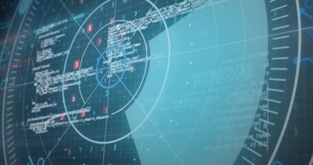Animation of data processing and radar in blue digital space - Powered by Adobe