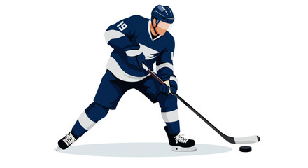 Ice hockey player in action, preparing to shoot the puck.