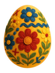 Felt egg with a colorful applique design