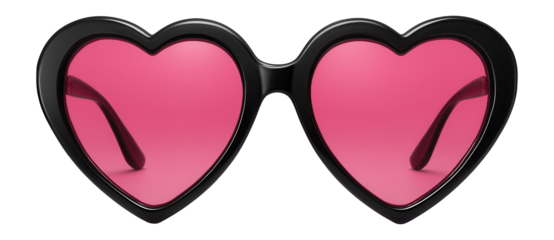 Heart-shaped sunglasses with pink lenses