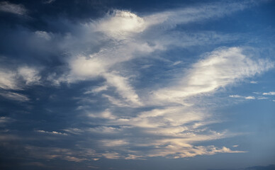 Blue sky with clouds. Nature background.