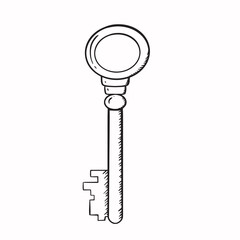 Lever key vintage sketch monochrome vector