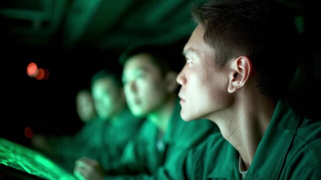 Combat Commanders Focus on Monitoring Screens