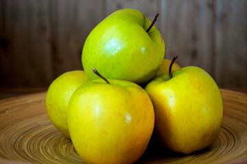 apples on wooden background