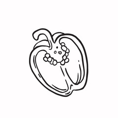 Half of bell pepper sketch monochrome vector