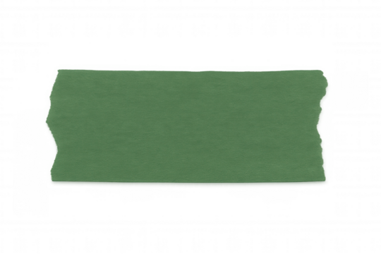 Green textured tape piece isolated on a transparent background, ideal for design projects, scrapbooking, and creative digital collages