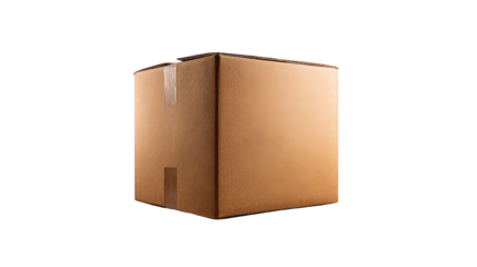 Gold Glitter Cardboard Box on Transparent Background