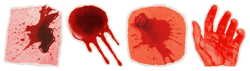 PNG Realistic red blood splatter stains, element set on transparent background