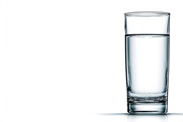 Clear Glass of Water with Soft Reflections on White Background