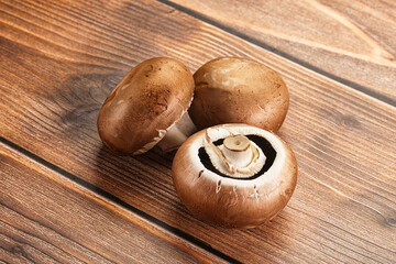 Raw brown champignon for cooking