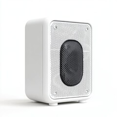 Obraz premium Modern portable speaker design home office product photography minimalist environment front view acoustic innovation