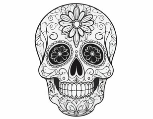 Skull human day of the dead sketch hand drawn in doodle style illustration