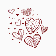 hand drawn hearts on a white background