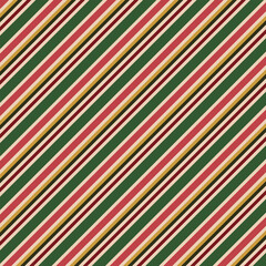 Christmas pattern of diagonal bold lines of red, green and soft pink. Diagonal stripes seamless pattern. Concept of Merry Christmas, festival, geometric, tone for background, wallpaper, print, texture