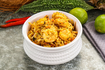 Indian cuisine - Biryani rice with prawn