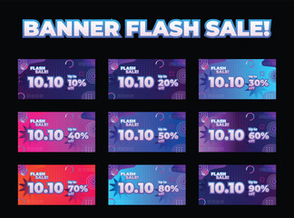 Modern Flash Sale Banner Template for 1010 Shopping Promotion with Gradient Background