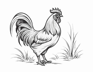 Rooster farm sketch hand drawn in doodle style Farming Vector