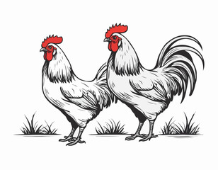 Rooster farm sketch hand drawn in doodle style Farming Vector