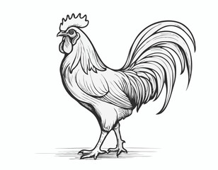Rooster farm sketch hand drawn in doodle style Farming Vector