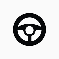 steering wheel black icon vector template