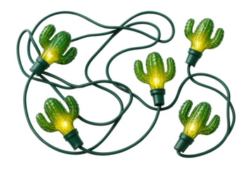 String of cactus-shaped bulbs with green wire
