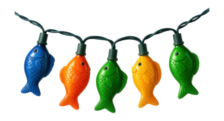 String of fish-shaped bulbs with blue wire