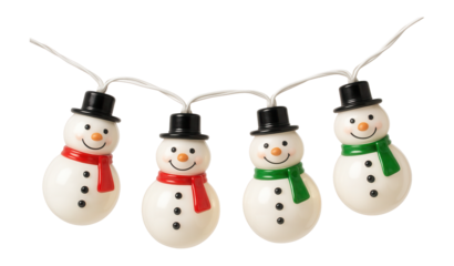 String of snowman-shaped bulbs with white wire