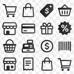 Shopping and E-commerce Line Icon Set