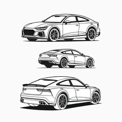 the big set of car sketches vector template