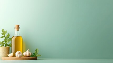 Preparing flavorful garlic oil in a cozy kitchen culinary arts minimalist style natural ingredients close-up view