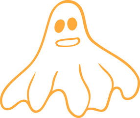 Halloween Ghost Outline Doodle