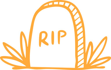 Obraz premium Halloween Tombstone Outline Doodle