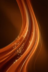 Flowing orange light and glowing particles on a dark abstract background