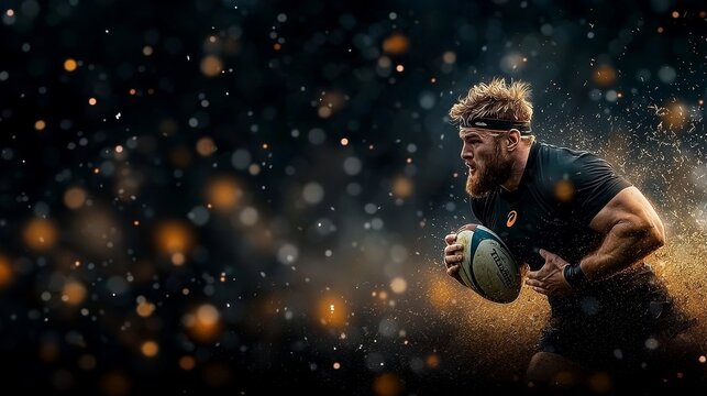 Intense rugby action stadium sports photography dynamic atmosphere close-up shot power and determination
