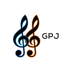 Fototapeta premium GPJ Music Company logo. GPJ Creative Treble Clef Icon and business. GPJ best icon Entertainment Branding. 