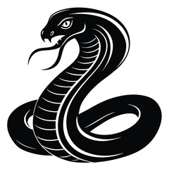Striking Cobra Illustration A Bold Black and White Emblem of Power and Danger With Intricate Line Work