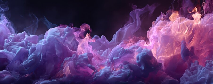 Abstract colorful smoke swirling in shades of pink, violet, and dark hues