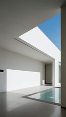 Modern Interior with Skylight and Reflective Pool