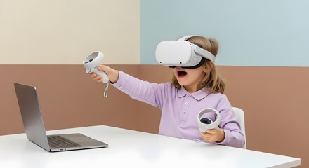 Beta Generation Happy diverse children sitting on green grass using modern technology for e-learning, representing friendship and education in the digital age