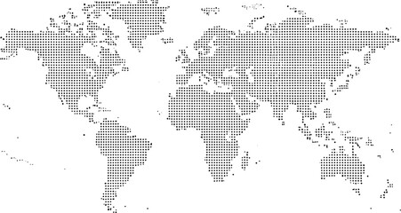 Fototapeta premium World map presented as a collection of dots, illustrating global geography and continents