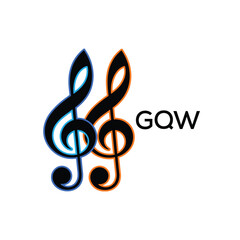 Fototapeta premium GQW Music Company logo. GQW Creative Treble Clef Icon and business. GQW best icon Entertainment Branding. 