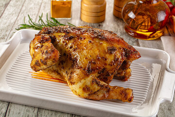 Baked in oven whole chicken with spices