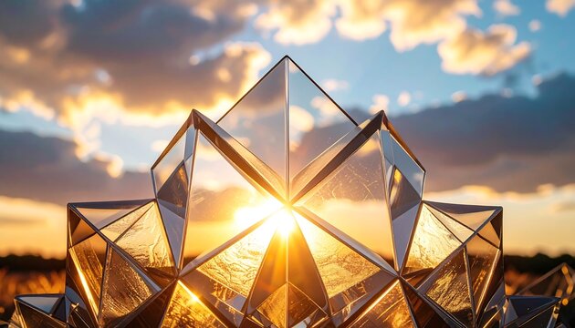 Radiant Crystal Structure at Sunset.