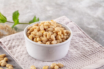 Cedar nut kernel in the bowl