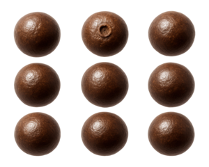 Whole allspice berries with a dark brown, round shape