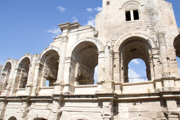 View of the exterior of the Roman Amphitheater in Arles, Provence-Alpes-C&ocirc;te d'Azur, France  
