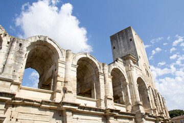 View of the exterior of the Roman Amphitheater in Arles, Provence-Alpes-C&ocirc;te d'Azur, France  